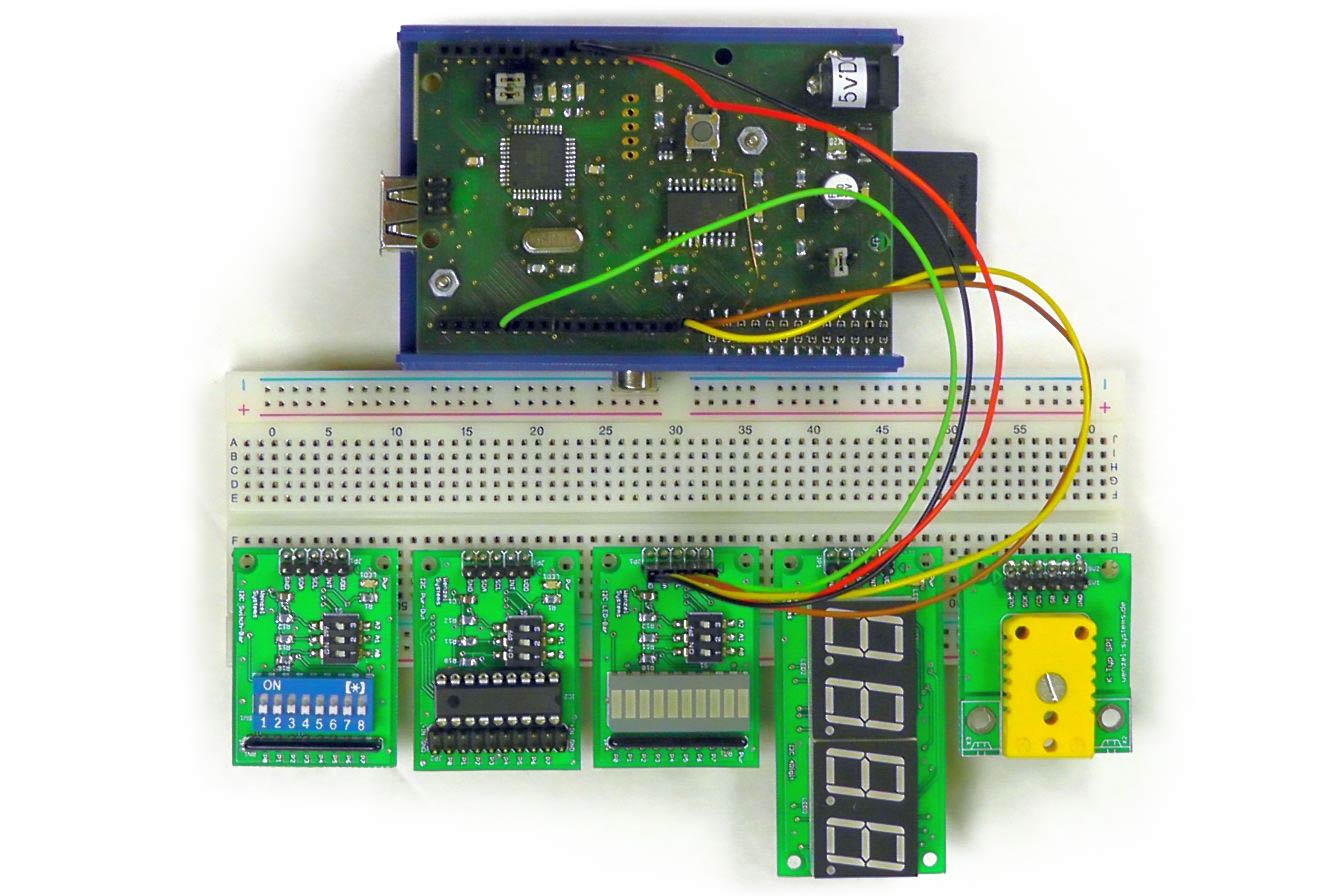 I2C und SPI Module auf
Breadboard mit CoPiino auf Raspberry Pi