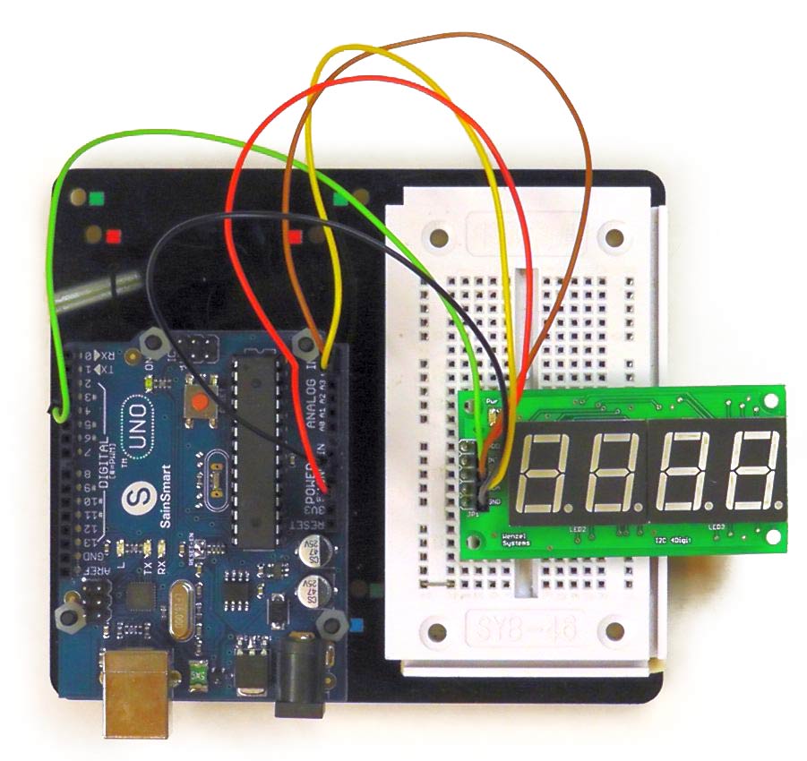 I2C LED-Bar mit Arduino-Clone auf Breadboard