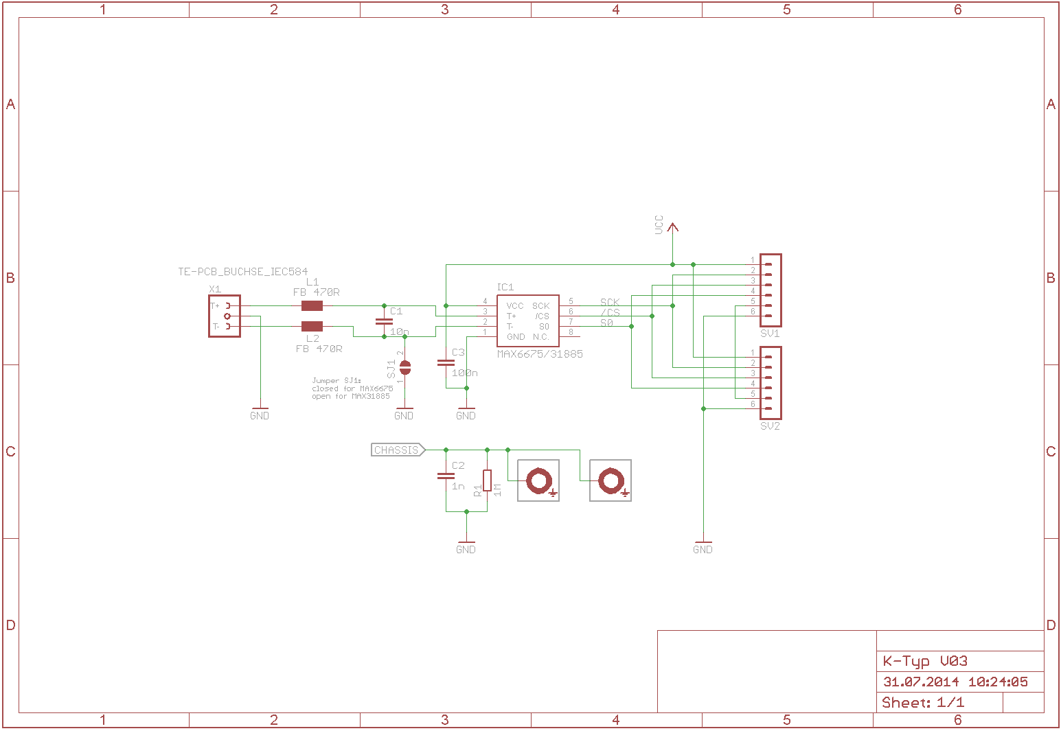 SPI MAX6675 K-Typ Board Schaltplan